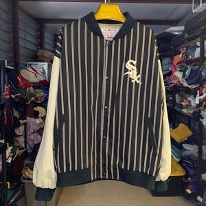 Vintage 1990s Starter MLB Chicago White Sox Baseball Striped Zip Up Jacket Sz XL